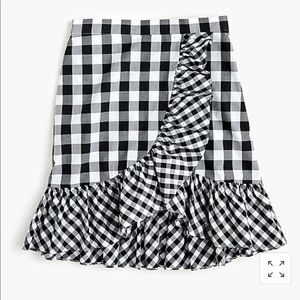 J Crew Ruffle gingham mini skirt 00